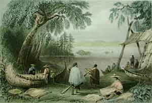 Canoe building at Papper's Island - Bartlett, W. H.