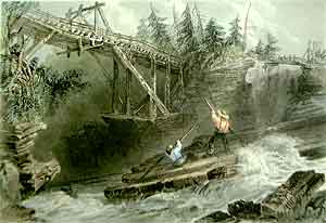 Timber Slide and Bridge on the Ottawa - Bartlett, W. H.