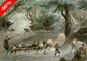 Working a Canoe up a Rapid - Bartlett, W. H.