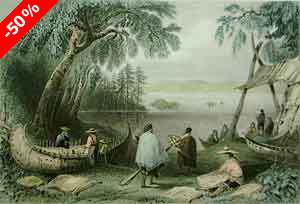 Canoe building at Papper's Island - Bartlett, W. H.
