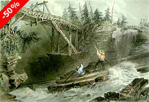 Timber Slide and Bridge on the Ottawa - Bartlett, W. H.